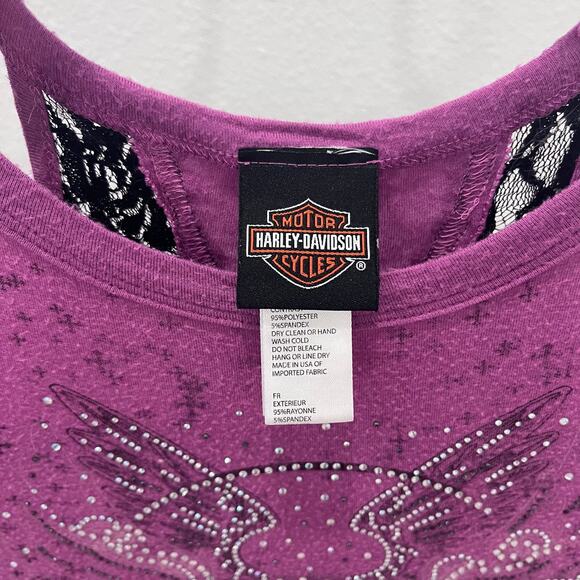 Harley-Davidson Women's MD Harmonious Embellished Sleeveless Laced Tank Top - Picture 5 of 5